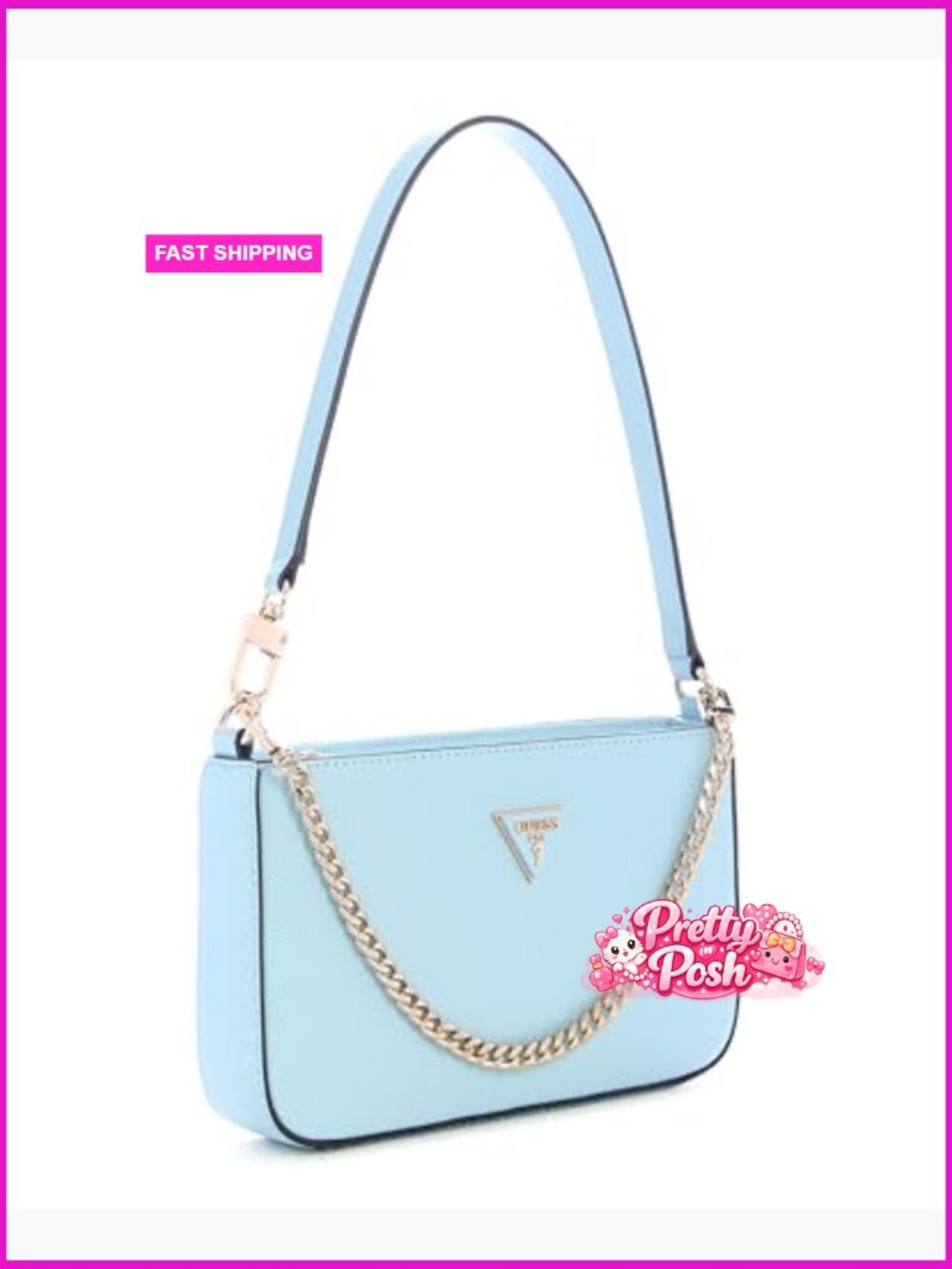 Mini Top Zip Shoulder Bag with Detachable Chain - Picture 2 of 5
